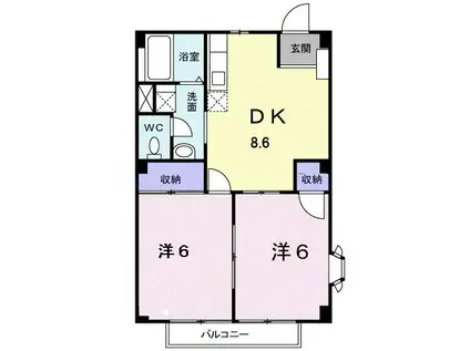 リバーストーンI(2DK/1階)の間取り写真