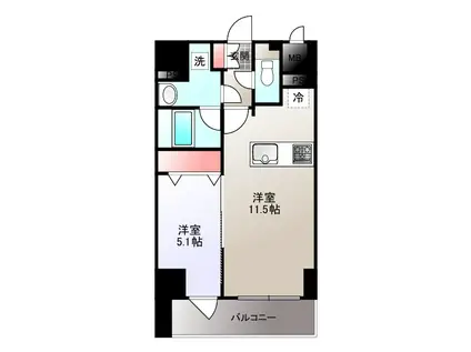 ヴィラドゥスール(1LDK/4階)の間取り写真