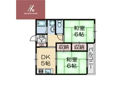 観音寺ハイツ(2DK/2階)の間取り写真