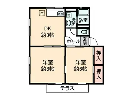 シティハイムSAKI B(2DK/1階)の間取り写真