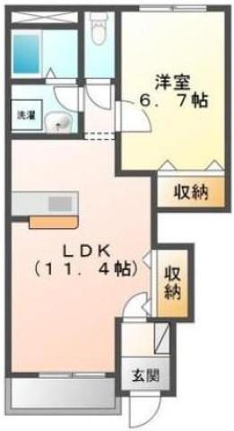 ペットピア春日(1LDK/1階)の間取り写真