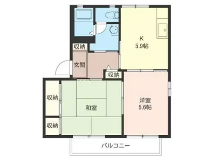 パインレジデンス(2K/2階)の間取り写真