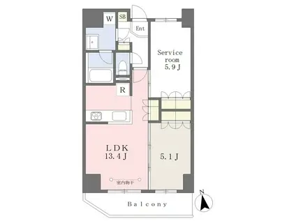 プランタンSAKURA(1SLDK/12階)の間取り写真