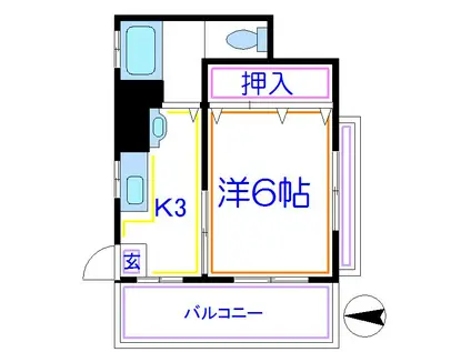 穂波マンション(1K/5階)の間取り写真