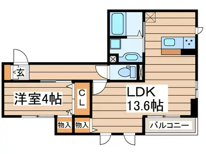 イーストナイン(1LDK/2階)の間取り写真