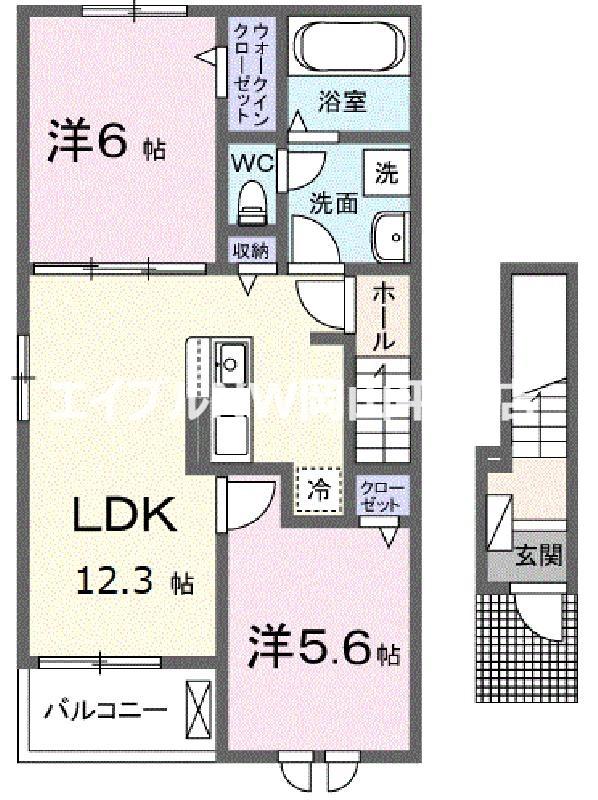 グリーン ローリエ(2LDK/2階)の間取り写真