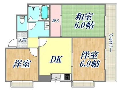 ベルメゾン香櫨園(3DK/2階)の間取り写真