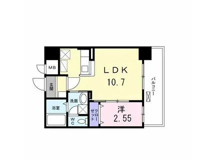エスペランサ大橋(1LDK/5階)の間取り写真