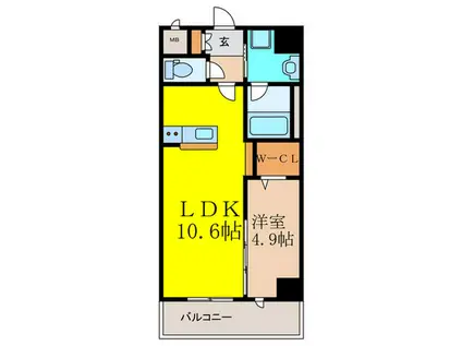 トリニティ茨木(1LDK/2階)の間取り写真