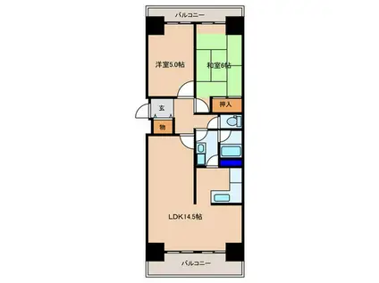 さざ波プラザ22棟(2LDK/4階)の間取り写真