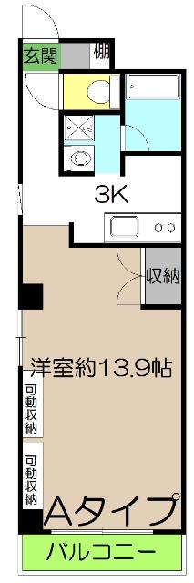 金子橋マンション(1K/4階)の間取り写真