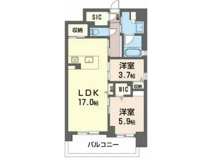アルブラン京町堀(2LDK/5階)の間取り写真