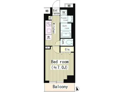 プルメリアレジデンス大森(1K/4階)の間取り写真
