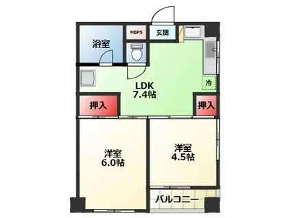 葵ハイツ(2DK/3階)の間取り写真