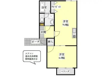 サンヴィレッジ4番館(1LDK/2階)の間取り写真