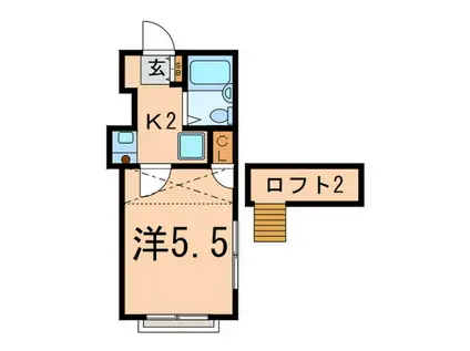 シャルマン田園調布(1K/2階)の間取り写真