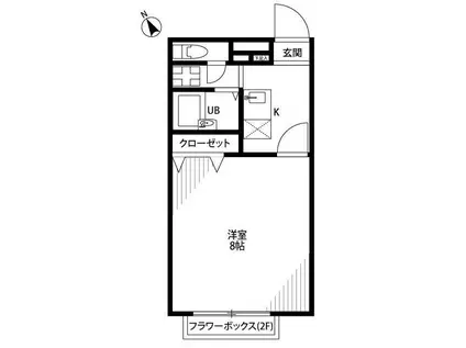 アムール FORTUNE(1K/2階)の間取り写真