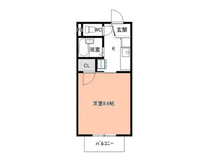 メルベーユ(1K/1階)の間取り写真