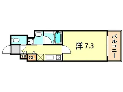 クオーレ三宮弐番館(1K/7階)の間取り写真
