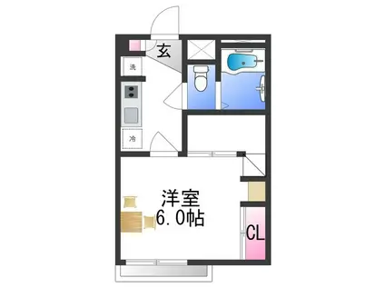 レオパレス西田辺(1K/1階)の間取り写真