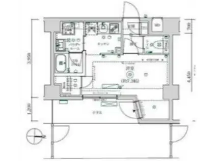 マキシヴ武蔵新城トレ(1K/1階)の間取り写真
