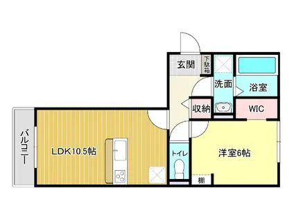 ソシア オッツ牛島(1LDK/1階)の間取り写真