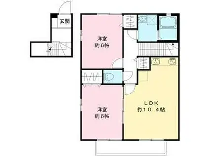 トレジャー御幸II(2LDK/2階)の間取り写真