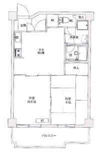 三越ゼームス坂マンション(2DK/5階)の間取り写真