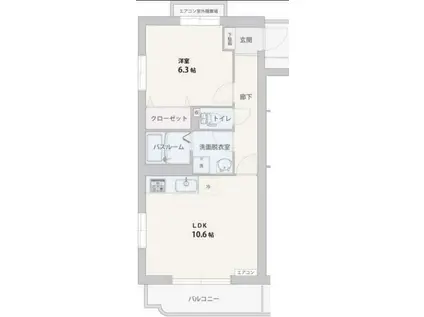ヴィアクオレ(1LDK/3階)の間取り写真