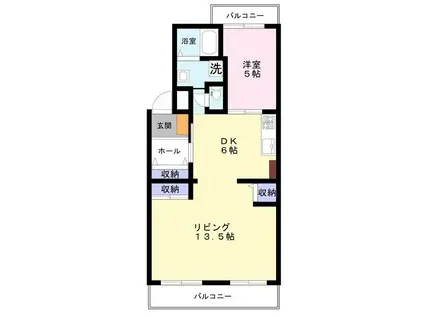 グリーンコート浅井(1LDK/5階)の間取り写真