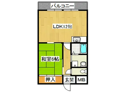 ファミールM(1LDK/3階)の間取り写真