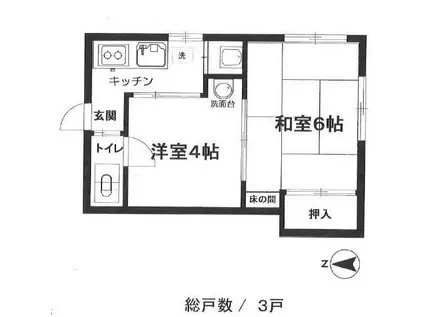 関アパート(2K/2階)の間取り写真