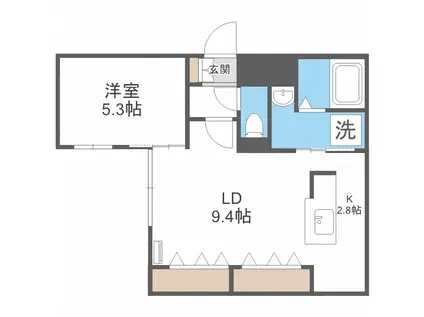 BLANC CASSE南9条(1LDK/4階)の間取り写真