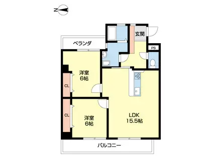 SKファーストビル(2LDK/6階)の間取り写真