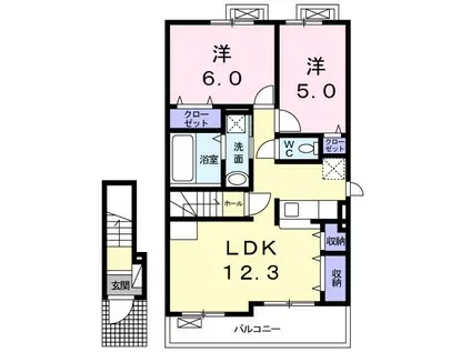 ファインティアラ(2LDK/2階)の間取り写真