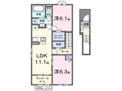 アーバンスクエア(1LDK/1階)の間取り写真