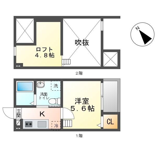TROIS TOILES(1K/1階)の間取り写真