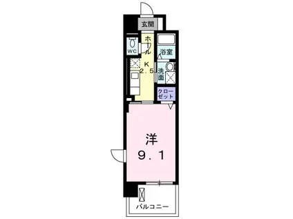 パークレジデンス小山(1K/3階)の間取り写真