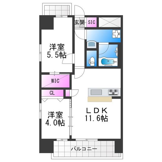スプランディッドあびこ駅前DUE(2LDK/9階)の間取り写真
