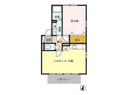 エル古城II(1LDK/2階)の間取り写真
