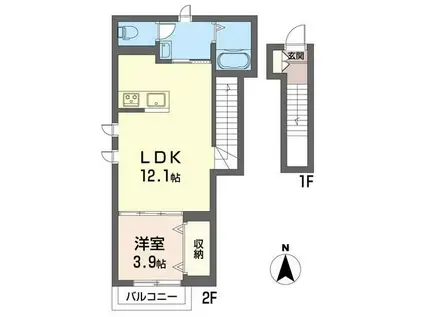 アンベルヴィ(1LDK/2階)の間取り写真