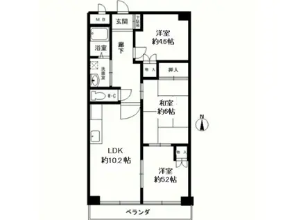 ウインズ六甲(3LDK/4階)の間取り写真
