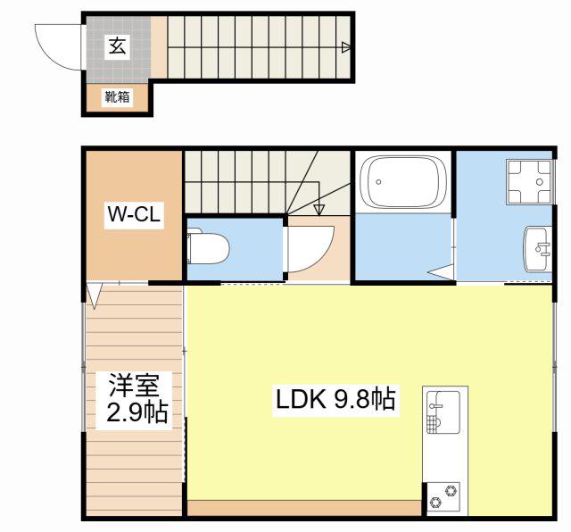 フォルモント米原(1LDK/2階)の間取り写真