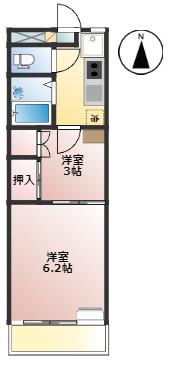 メゾン八尾(2K/3階)の間取り写真