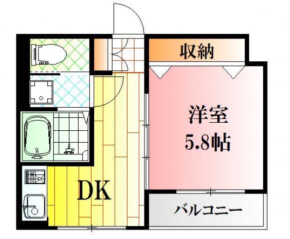 サニープレイス牛田新町(1DK/3階)の間取り写真