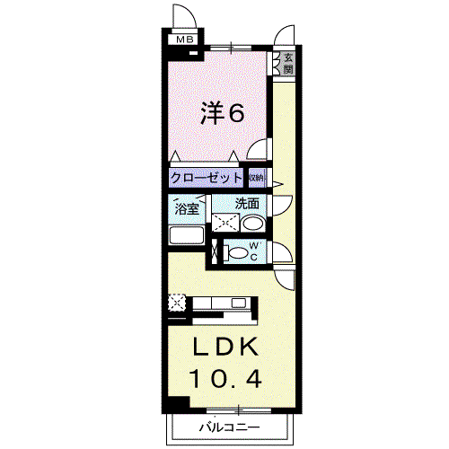 プロスパーさくら(1LDK/1階)の間取り写真