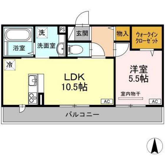 グランシャリオ B棟(1LDK/3階)の間取り写真