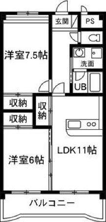 マンションソフィア(2LDK/1階)の間取り写真
