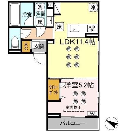 D-RESENA大橋II(1LDK/1階)の間取り写真
