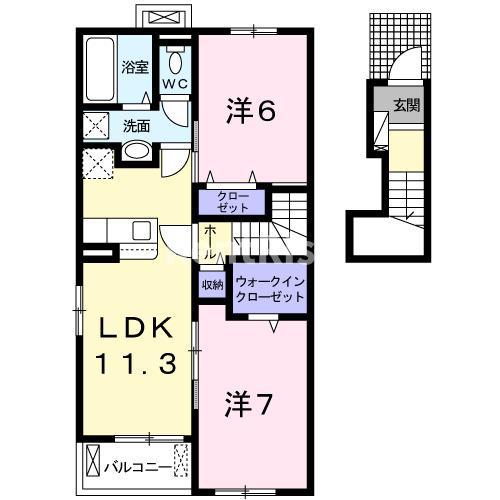 ルビア A(2LDK/2階)の間取り写真